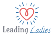 Pink heart with blue highlights and the words Leading Ladies Pink heart with blue highlights and the words Leading Ladies